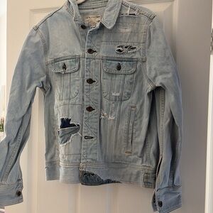 rag & bone Light Blue Distressed Denim Jacket